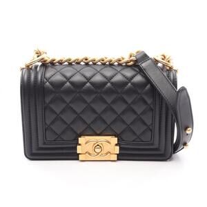 Chanel Boy Small Shoulder Bag/Handbag, Lambskin Leather, Women's, Black (A67085)